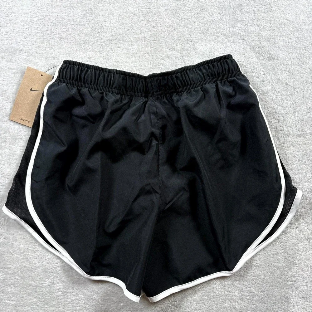 Nike Dri Fit‎ Tempo Running Shorts Womens Small Black White Drawstring Workout